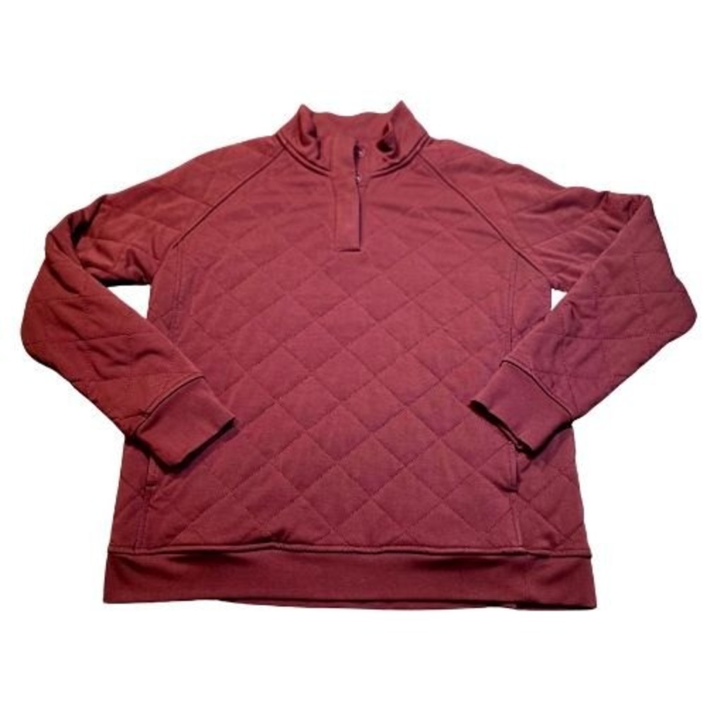 Cozy Earth S Bamboo Maroon Quilted Pullover Mock Neck Raglan Sweatshirt Layering